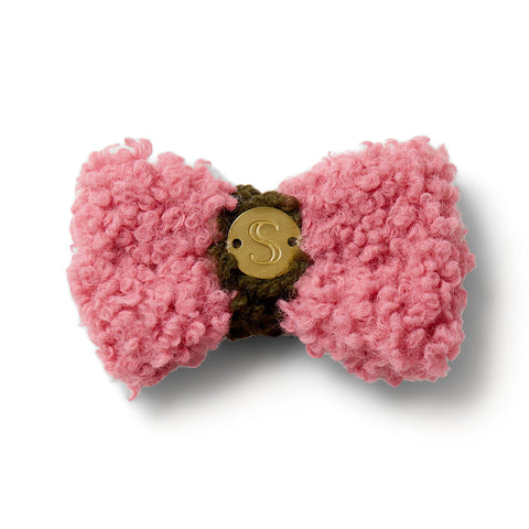 Curly Bow Tie - Hot Pink/Olive
