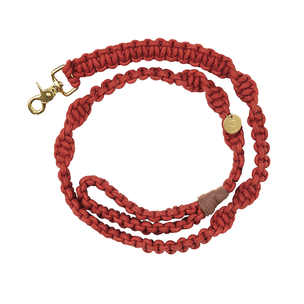 Macramé Originals Dog Lead - Terracotta Red