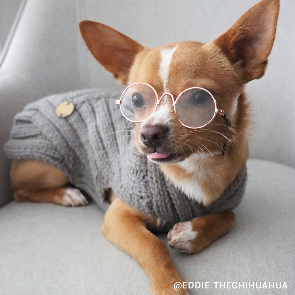 Merino Wool Weave Knit Dog Sweater - Charcoal