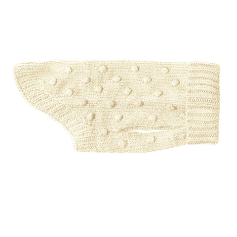Merino Wool Bobble Knit Dog Sweater - Milk