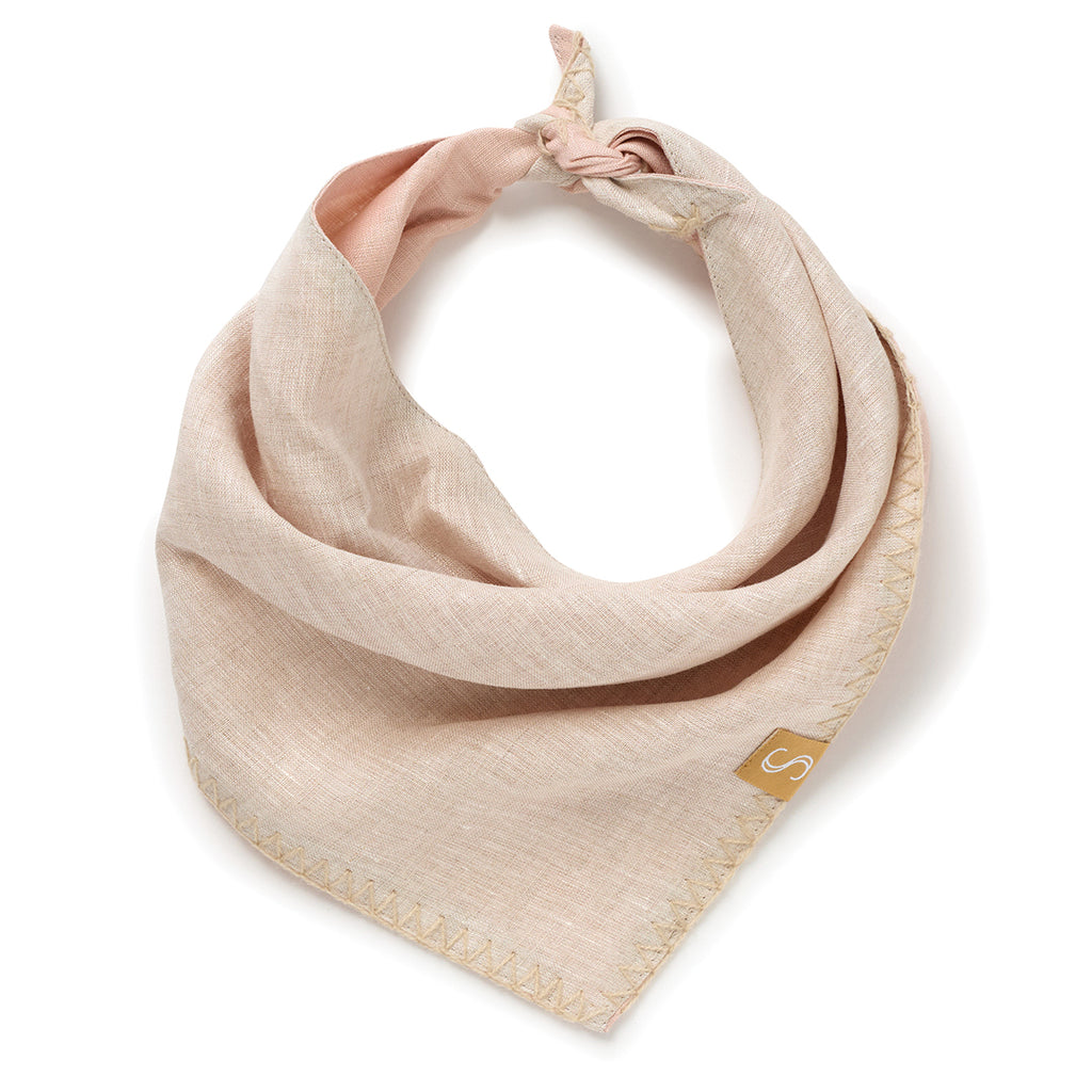 Reversible Linen Bandana - Soft Pink/Oat