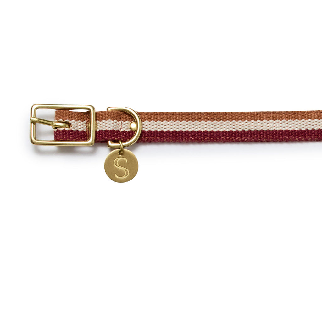 3-Stripe Collar - Red/Toffee