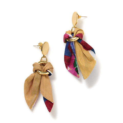 Liberty Earrings - Floral Stripe