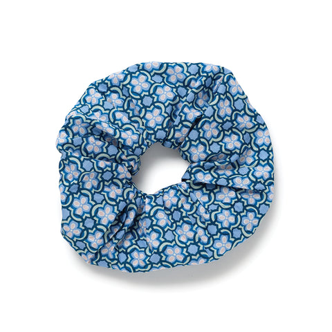 Liberty Large Hair Scrunchie - Blue Geo