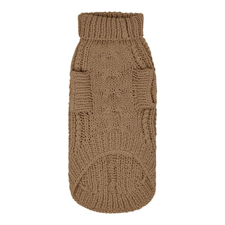 Merino Wool Cable Knit Dog Sweater - Clay