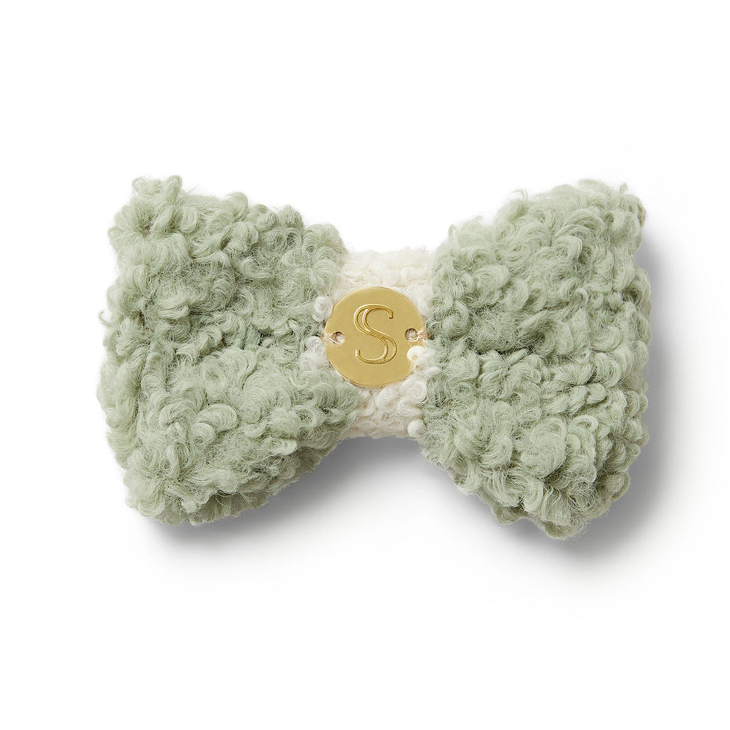 Curly Bow Tie - Mint/Natural