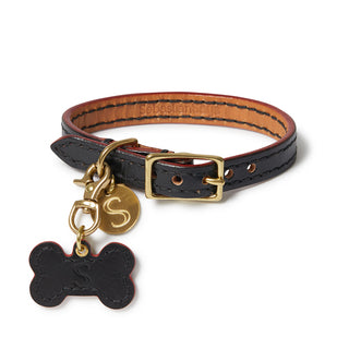 Leather Dog Bone Charm - Black