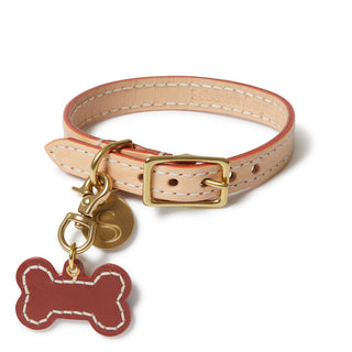 Leather Dog Bone Charm - Cognac