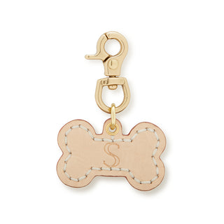 Leather Dog Bone Charm - Natural