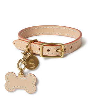Leather Dog Bone Charm - Natural