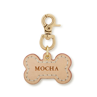 Leather Dog Bone Charm - Natural