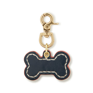 Leather Dog Bone Charm - Navy
