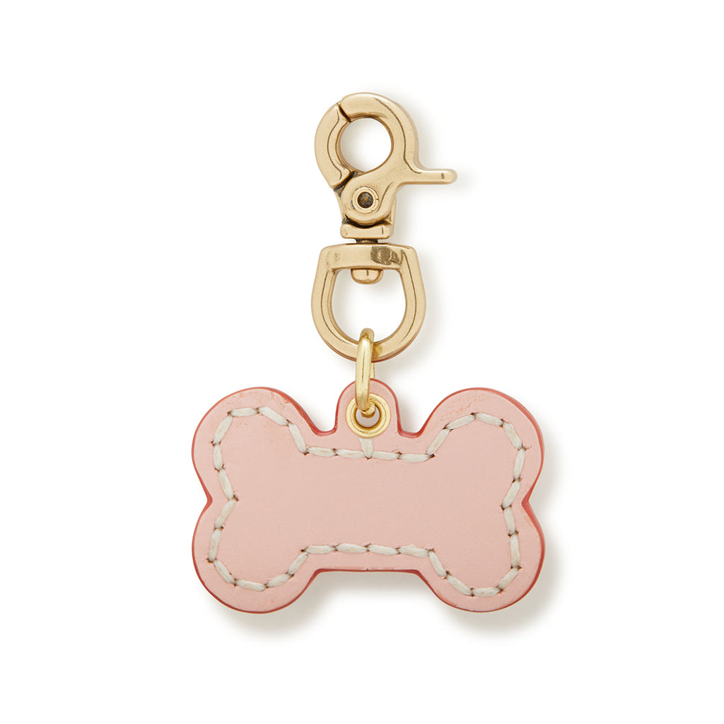 Leather Dog Bone Charm - Pink