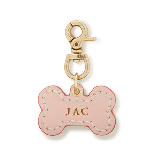 Leather Dog Bone Charm - Pink