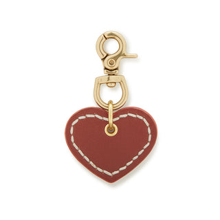 Leather Dog Heart Charm - Cognac