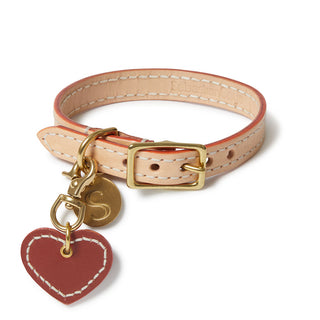 Leather Dog Heart Charm - Cognac