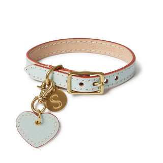 Leather Dog Heart Charm - Ice Blue