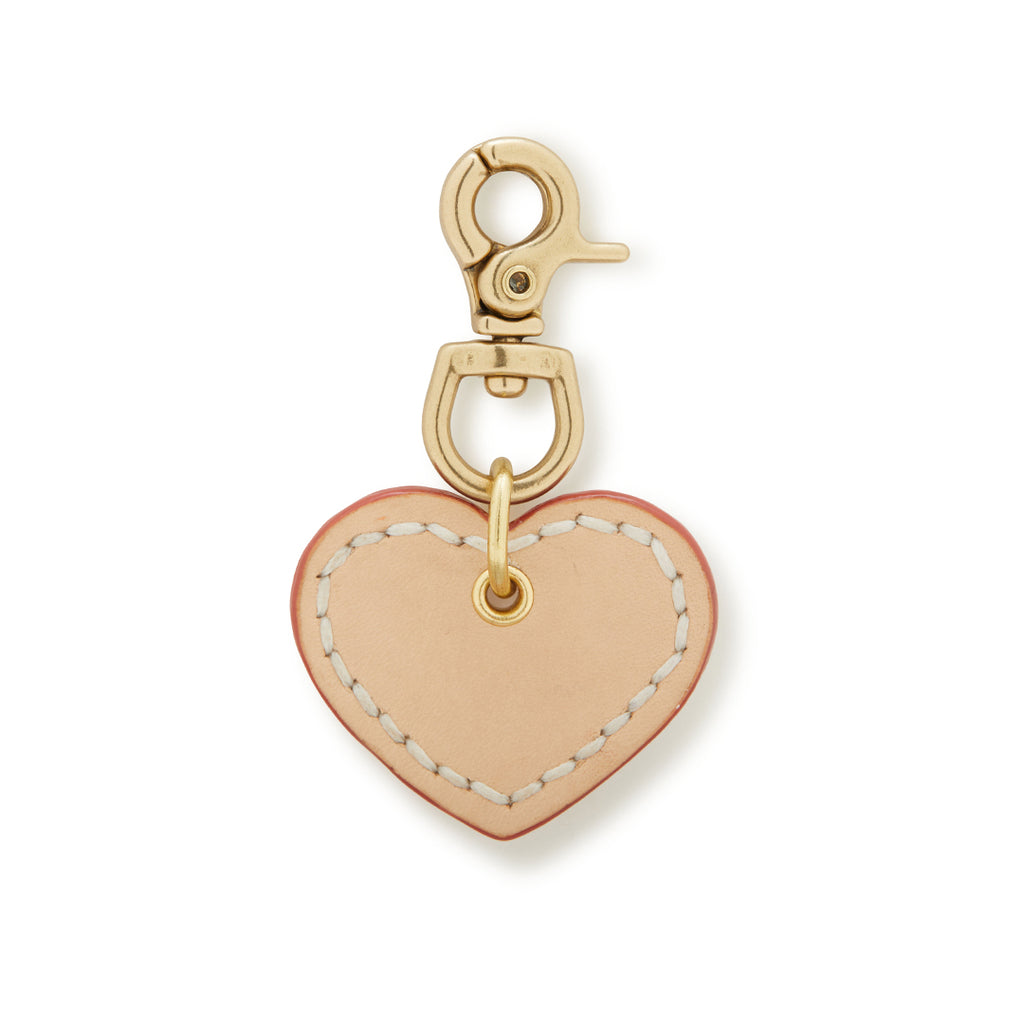 Leather Dog Heart Charm - Natural