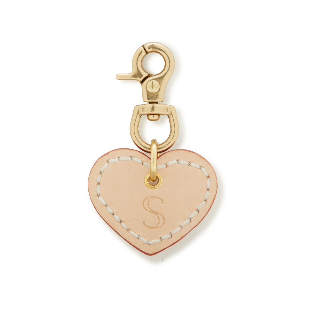 Leather Dog Heart Charm - Natural