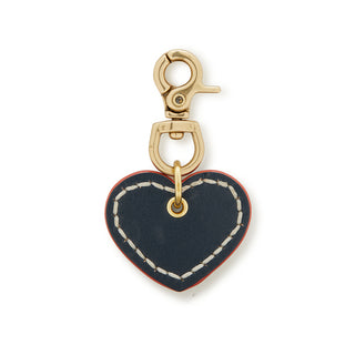 Leather Dog Heart Charm - Navy