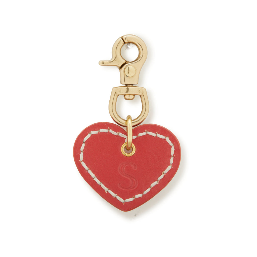 Leather Dog Heart Charm - Red