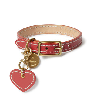 Leather Dog Heart Charm - Red