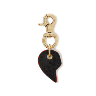 Leather Dog Split Heart Charm - Black