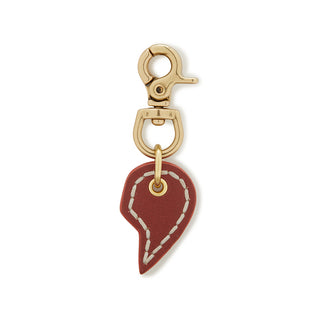 Leather Dog Split Heart Charm - Cognac