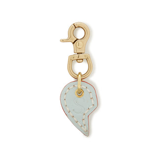 Leather Dog Split Heart Charm - Ice Blue