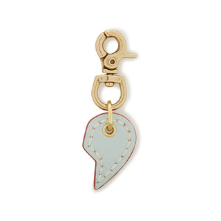Leather Dog Split Heart Charm - Ice Blue