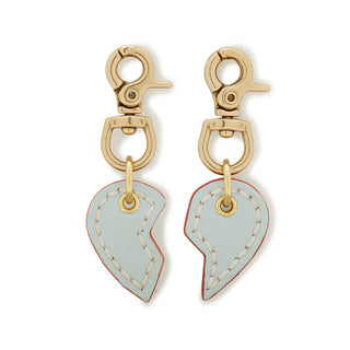 Leather Dog Split Heart Charm - Ice Blue