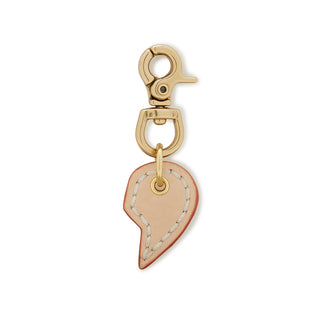 Leather Dog Split Heart Charm - Natural