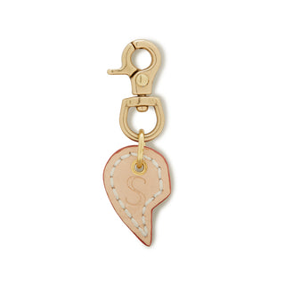 Leather Dog Split Heart Charm - Natural