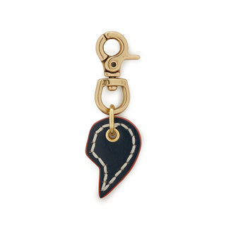 Leather Dog Split Heart Charm - Navy