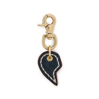 Leather Dog Split Heart Charm - Navy