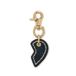 Leather Dog Split Heart Charm - Navy