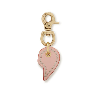 Leather Dog Split Heart Charm - Soft Pink