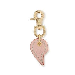 Leather Dog Split Heart Charm - Soft Pink