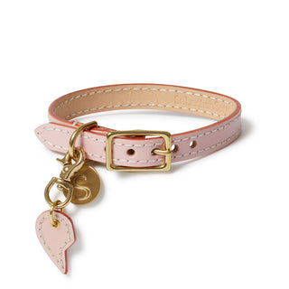 Leather Dog Split Heart Charm - Soft Pink