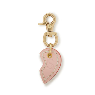 Leather Dog Split Heart Charm - Soft Pink