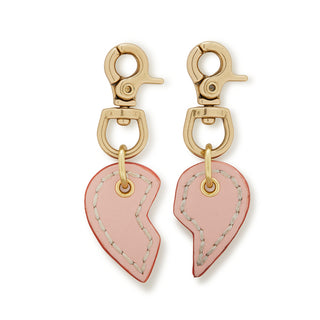 Leather Dog Split Heart Charm - Soft Pink