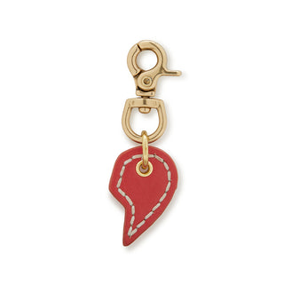 Leather Dog Split Heart Charm - Red