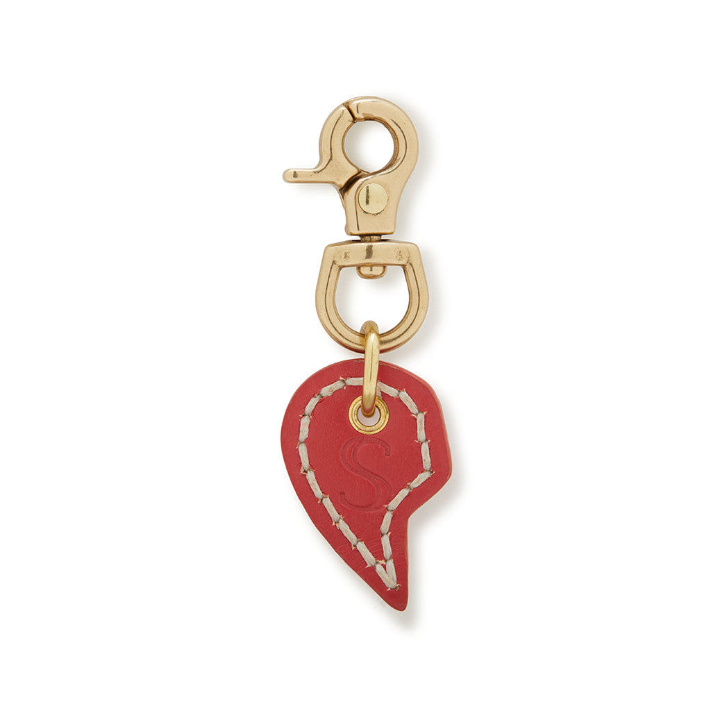 Leather Dog Split Heart Charm - Red