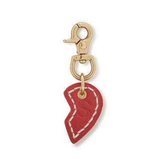 Leather Dog Split Heart Charm - Red