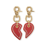 Leather Dog Split Heart Charm - Red