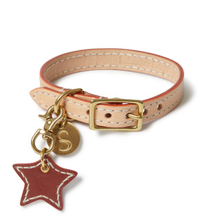 Leather Dog Star Charm - Cognac