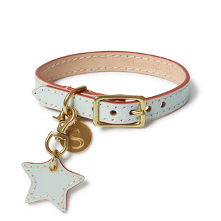 Leather Dog Star Charm - Ice Blue