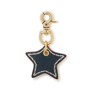 Leather Dog Star Charm - Navy
