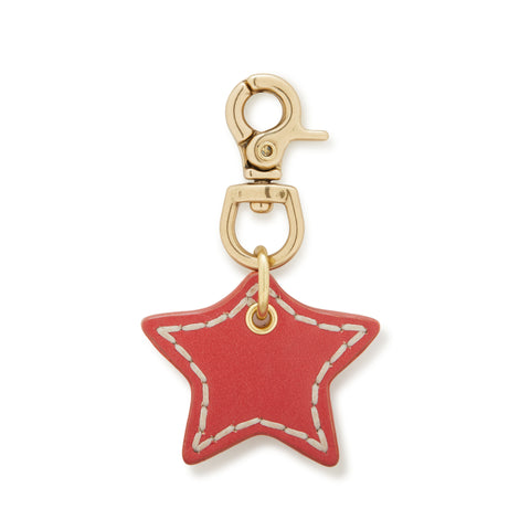 Leather Dog Star Charm - Red
