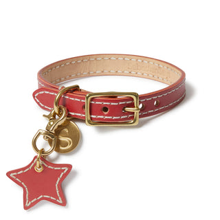 Leather Dog Star Charm - Red